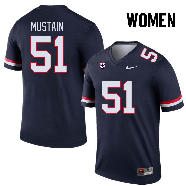 Women #51 Tyler Mustain Arizona Wildcats College Football Jerseys Stitched Sale-Navy
